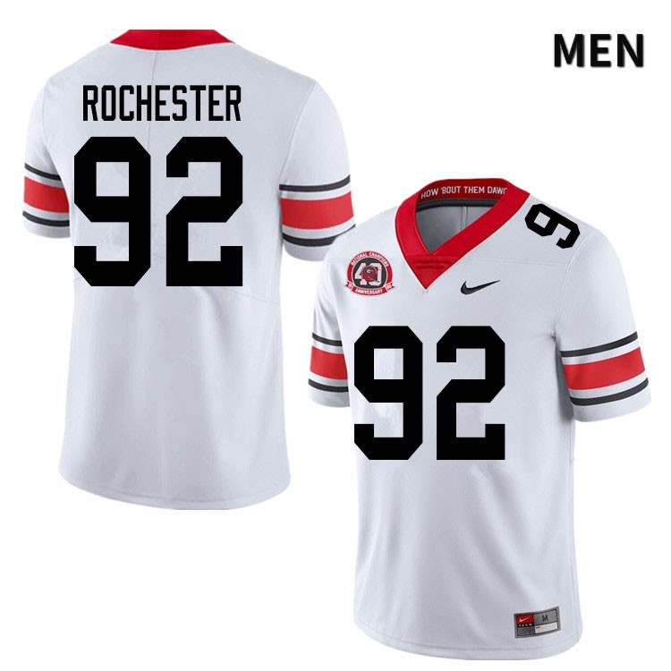 Georgia Bulldogs Men's Julian Rochester #92 White 2020 1980 National Champions 40th Anniversary Stitched College UGA Football Jersey 23SD014IY